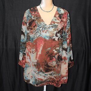 CATO Women Earth Tone Abstract Top